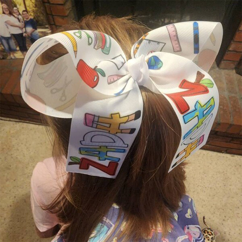 Monogrammed Back to School Hair Bow, First Day of Kindergarten