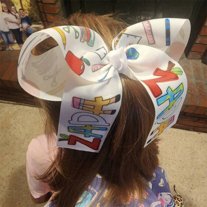 Monogrammed Back to School Hair Bow, First Day of Kindergarten