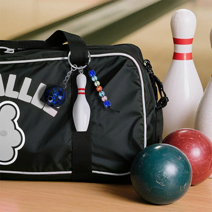 Personalized Bowling Ball Bowling Pin Bag Tag Keychain with Beaded Name