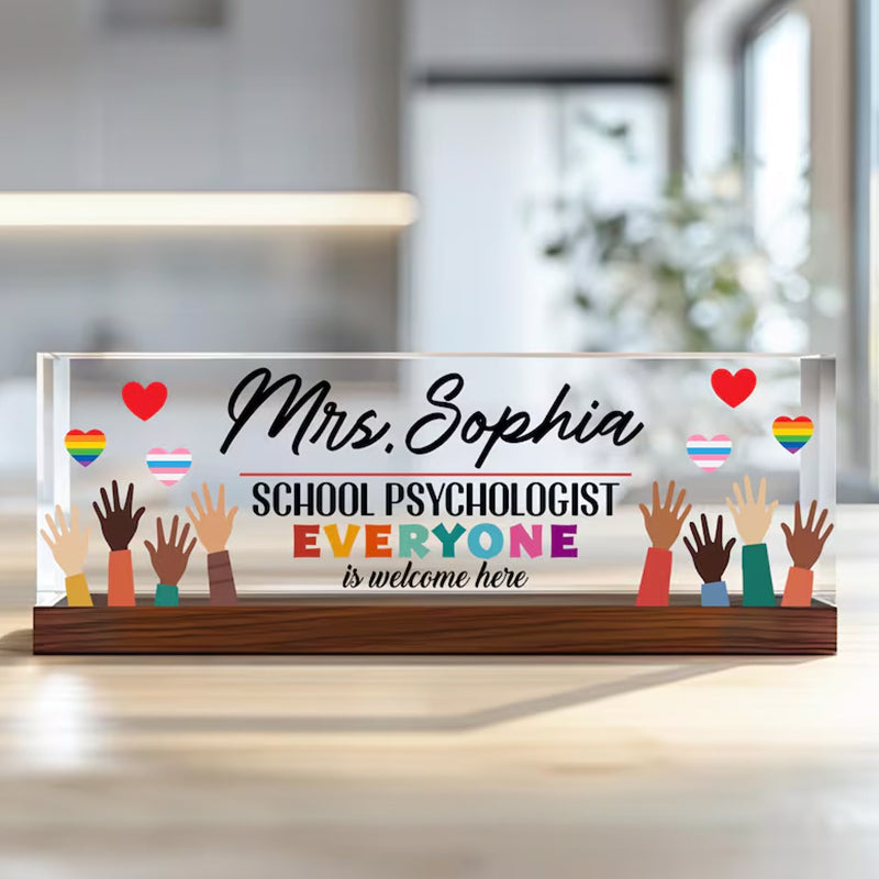 Custom Name Plate for Desk, Teacher Name Plate, Psychologist Gift