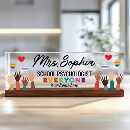 Custom Name Plate for Desk, Teacher Name Plate, Psychologist Gift
