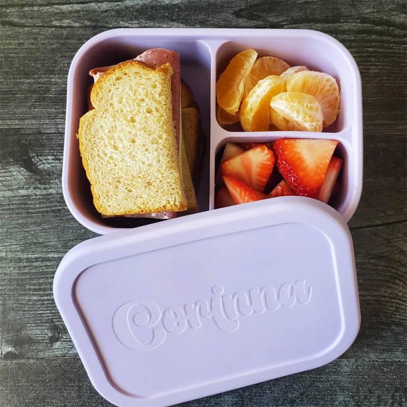 Personalized Silicone Bento Lunch Box, Custom Meal Prep Container