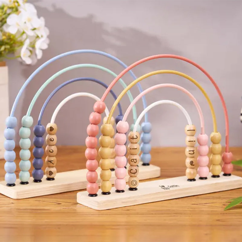 Personalized Montessori Rainbow Abacus,Wooden Engraved Baby Abacus