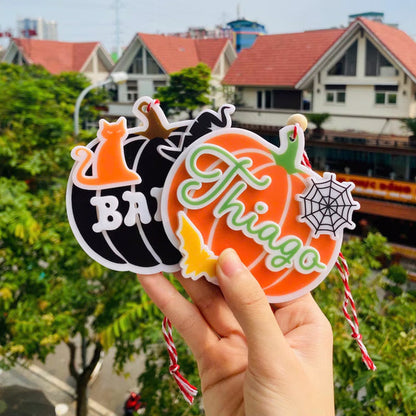 Personalized Pumpkin Basket Tags, Halloween Basket Tag