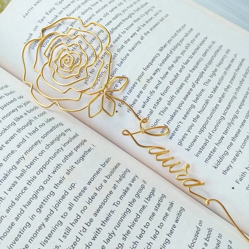Rose Wire Name, Personalized Gift, Planner Accessory Bookmark