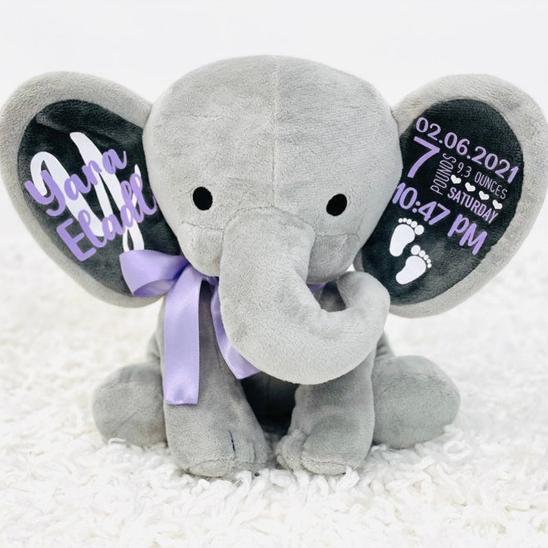 Personalized elephant, stuffed animal gift, baby shower gift, newborn gift