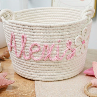 Personalized Baby Basket | Rope Cotton Baby Gift Basket