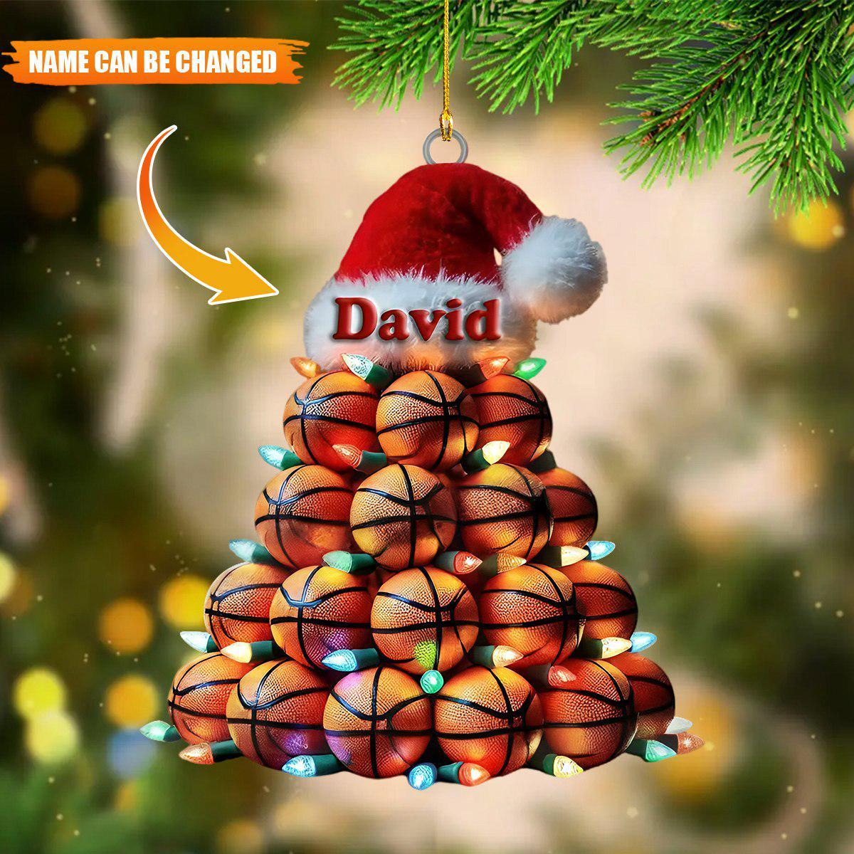 Personalized Basketball Ornament, Custom Christmas Gift for Basketball Players