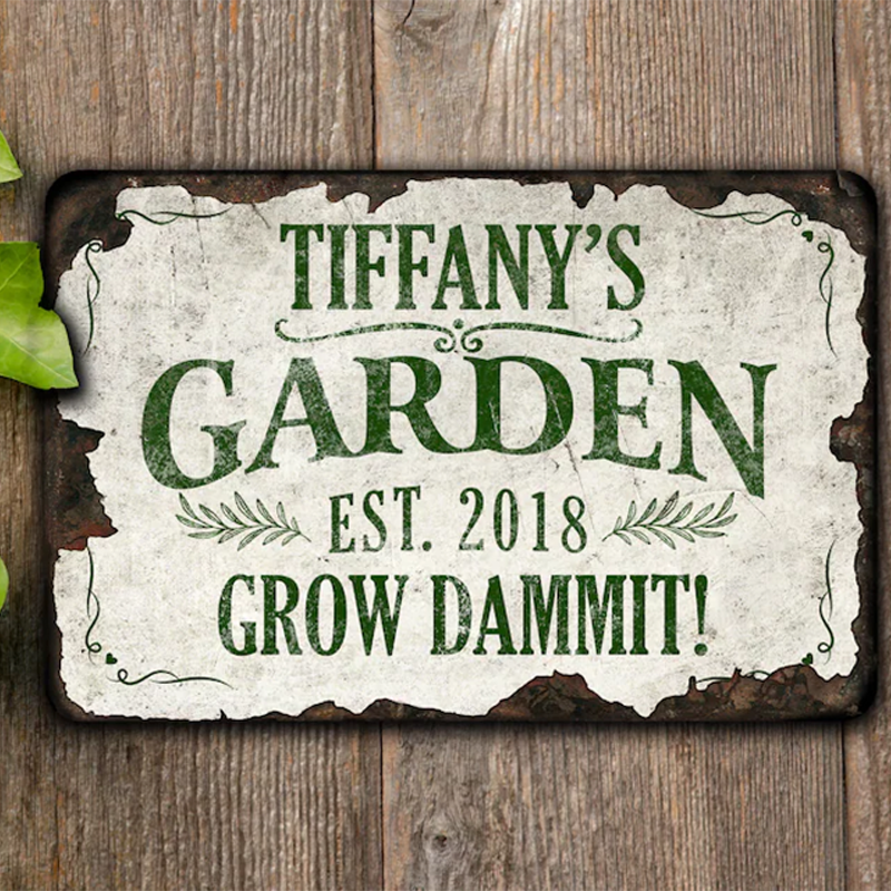 Custom Metal Garden Sign: Rustic Personalized Outdoor Decor