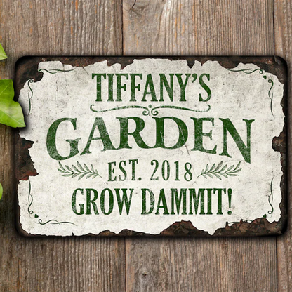 Custom Metal Garden Sign: Rustic Personalized Outdoor Decor