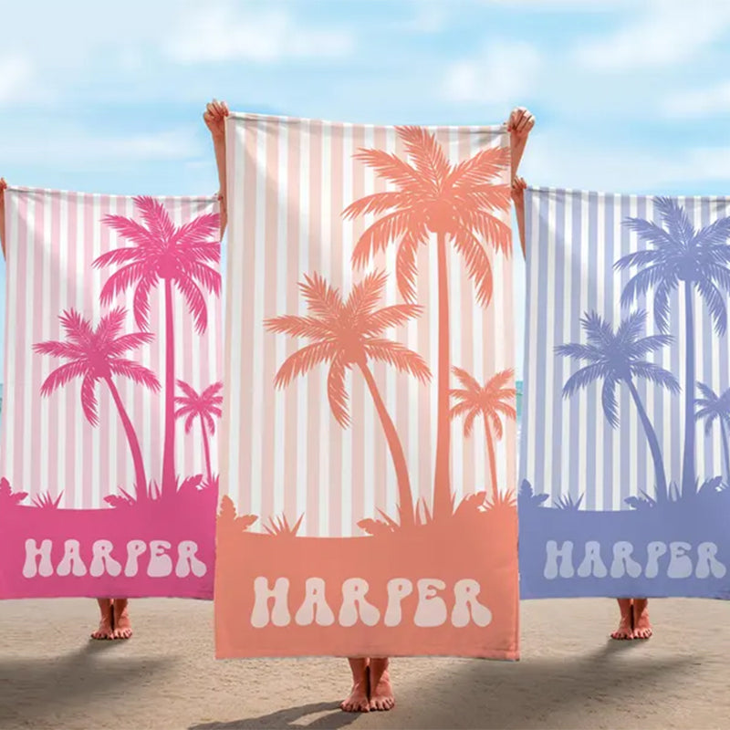 Beach Towels, Palm Tree Personalized Beach Towels