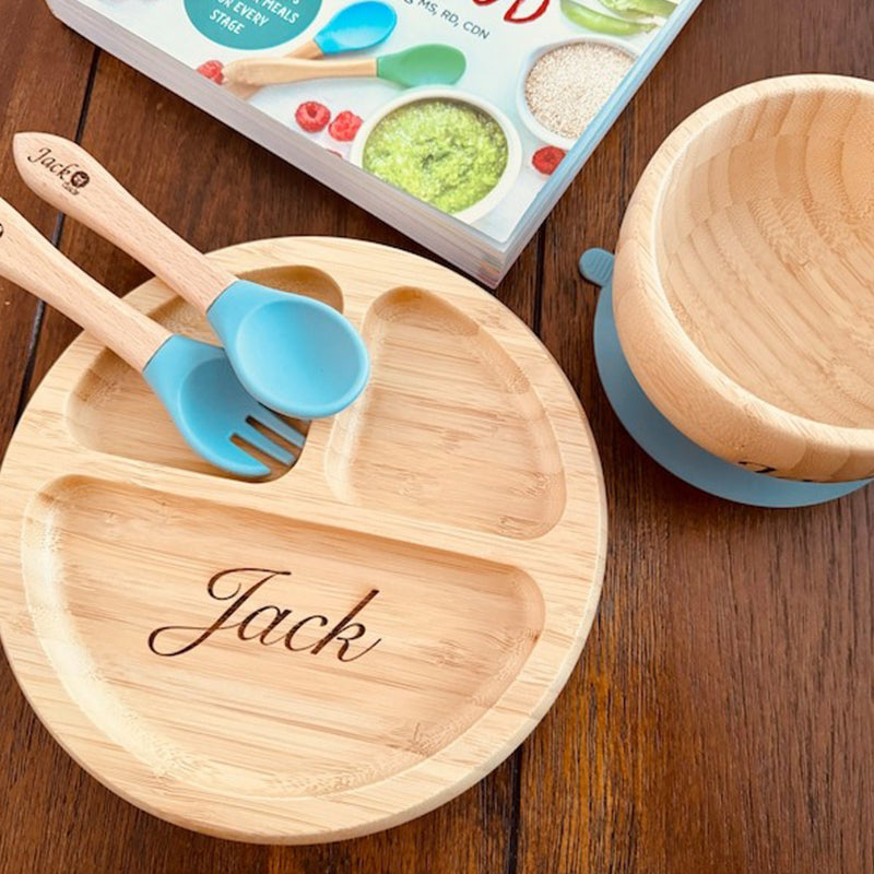 Personalized Baby Dining Set | Toddler Feeding| Name Plate | Custom Name Engraved Bow