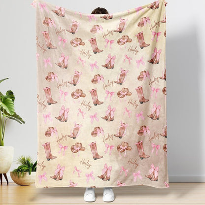 Personalized Cowgirl Baby Blanket