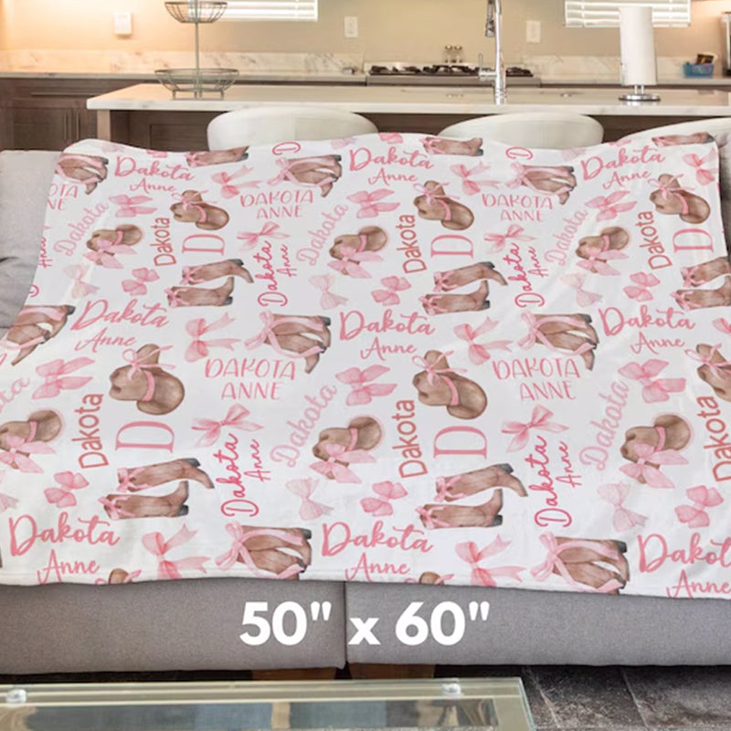 Coquette Boots & Bows Baby Girl Blanket, Cowgirl Nursery
