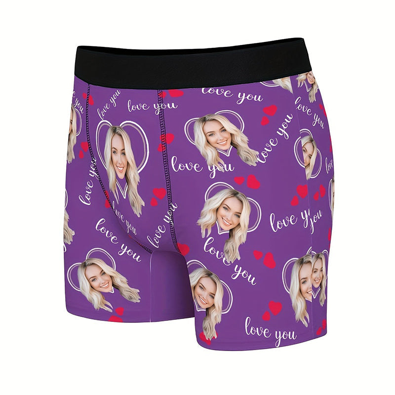 Custom Photo Print Boxer Briefs, High-Elastic Polyester