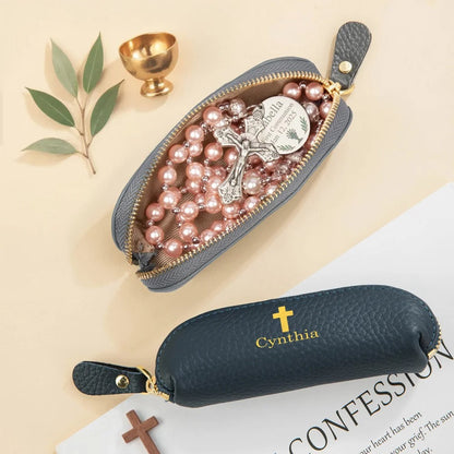 Personalized PU Leather Rosary Coin Purse with Name