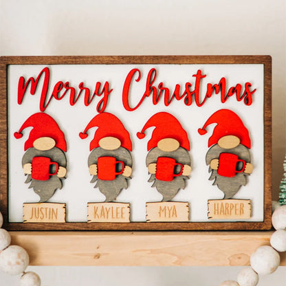 Merry Christmas Gnome Family Sign - Gnome Family Decor