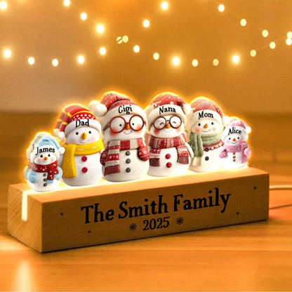 Custom Snowman Family Christmas Night Light