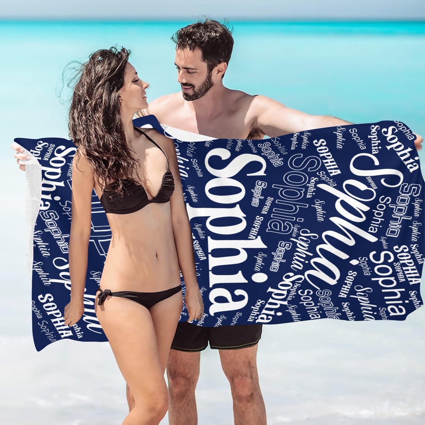 Custom Name Beach Towel, Modern Knit Polyester