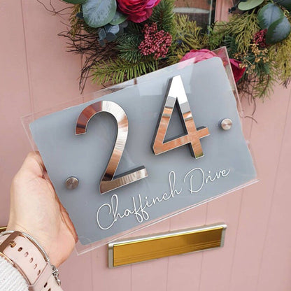 House Door Sign, Personalised Scripted House Sign, Acrylic House Sign, Mirrored House Signs