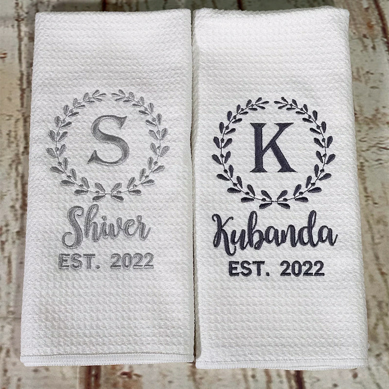 Personalized gift for grandma, Embroidered kitchen towels