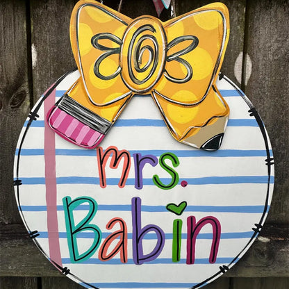 Teacher Door Hanger  Pencil Bow | New Teacher Door Hanger