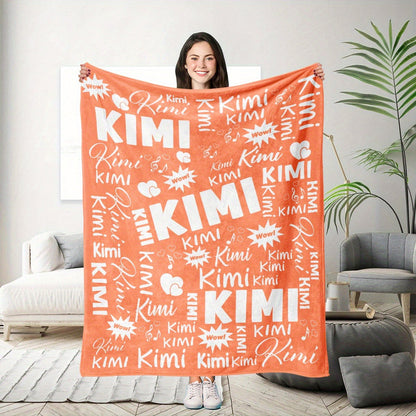 Customized Name Throw Blanket, Personalized Soft Flannel Fleece