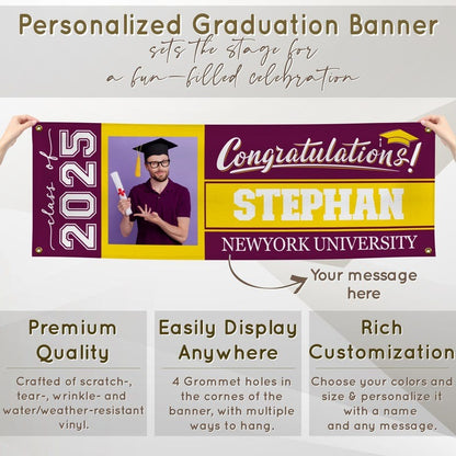 Personalized Graduation Banner w/ Photo, Name & School