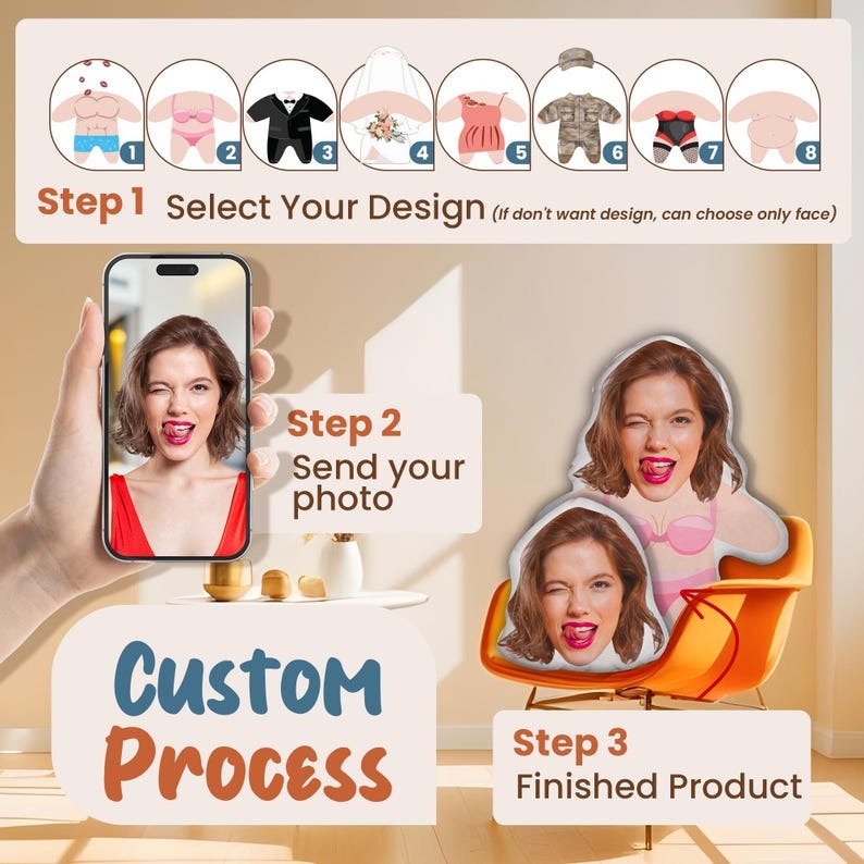 Personalized Face Pillow from Picture - Custom Funny Person Pillow To Boyfriend