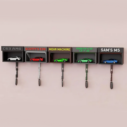 Mini Garage Key Holder: Toy Car Display with Hidden Compartment