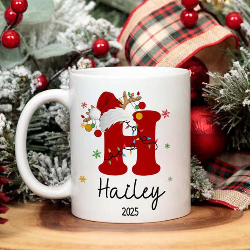 Custom Initial Name Mug, Personalized Christmas Mug, Xmas Gifts Idea