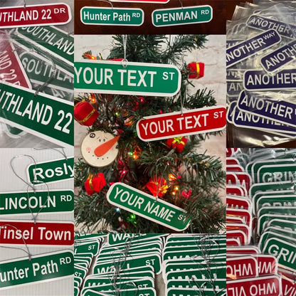 Street sign ornament  custom laser engraved acrylic ornament