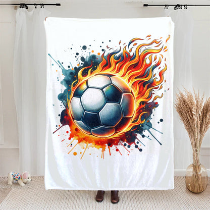 Personalized Flaming Basketball Football Sports Ball Design Blanket