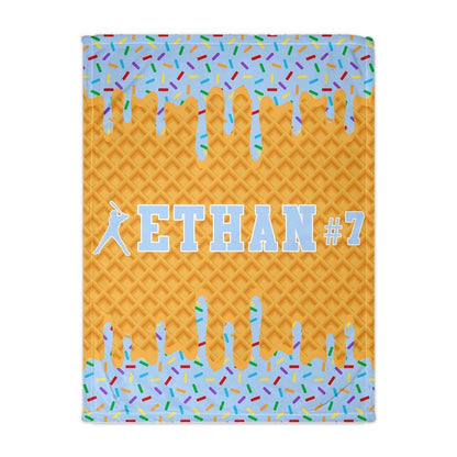 Personalized Baseball Blanket, Custom Ice Cream Drip Throw