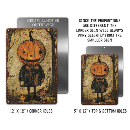 Primitive Pumpkinhead Halloween Decor Metal Art Sign Mantle Decoration