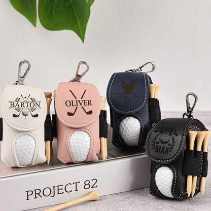 Leather Personalized Golf Ball Bag-Golf Ball And Tees Holder-Golf Holder-Accessories