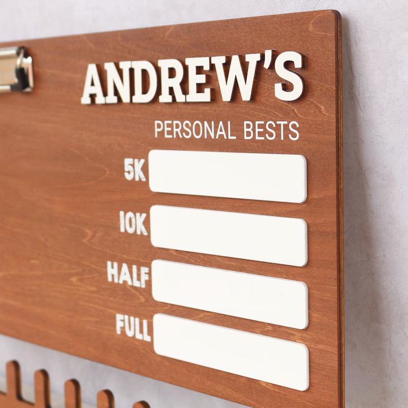 Running Medal Display Board: Personal Bests Chalkboard