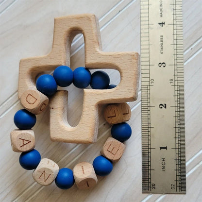 Personalized Silicone Decade Rattle Rosary, Baby and Child's First Rosary