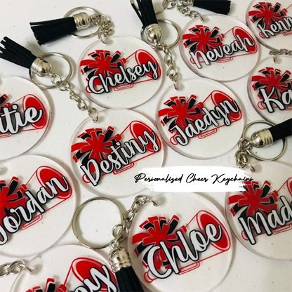 Personalized Cheer Keychains, Cheerleader Bag Tag, Cheer Team