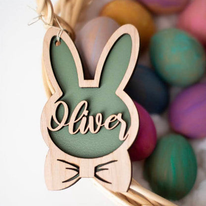 Personalized Bunny Easter Basket Tag Custom Easter Place Card Name