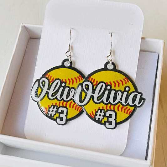 Personalized Softball Earrings | Gift for Softball Mom