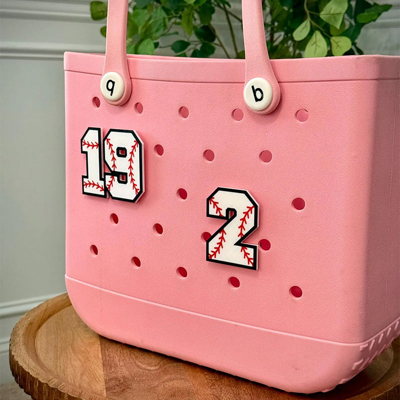 Personalized Baseball Number Bogg Bag Charm: Jersey Tag