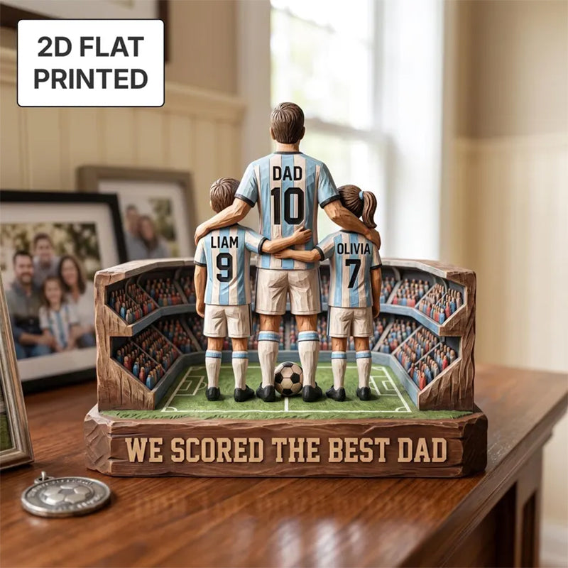 Personalized Baseball Soccer Football Basketball  Dad & Kids 2D FLAT Wooden Block, Custom Jersey Sign