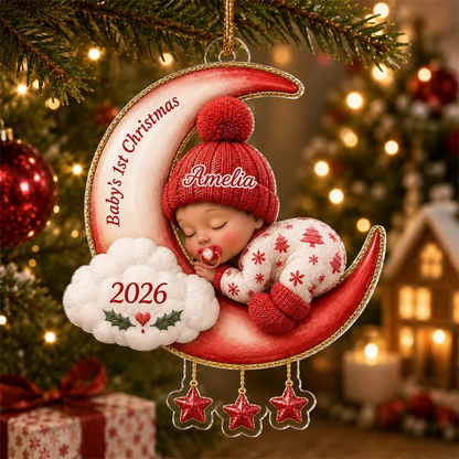 Baby First Christmas On The Moon - Personalized Acrylic Ornament