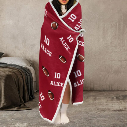 Personalized Football Wearable Hooded Blanket