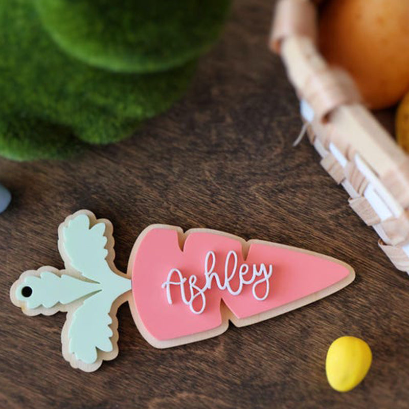 Personalized Easter Basket Name Tag: Acrylic Carrot Charm for Kids
