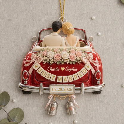 Personalized Just Married Wedding Car Ornament