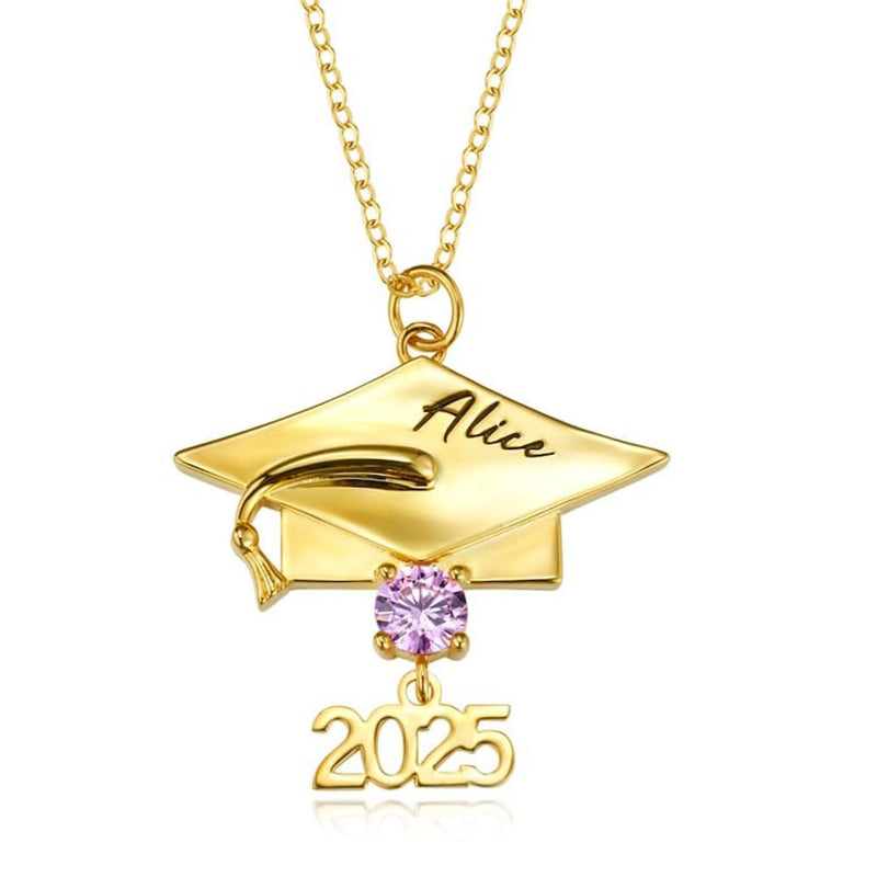 Personalized Graduation Cap Pendant Necklace