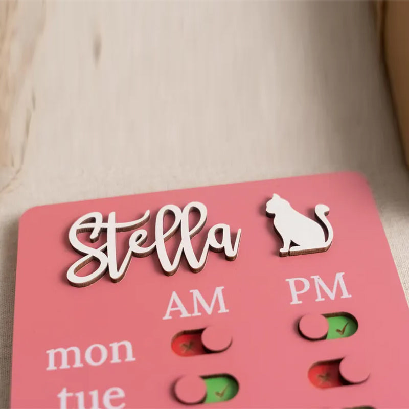 Pet Feeding Reminder Chart Board Wooden Magnetic Tracker