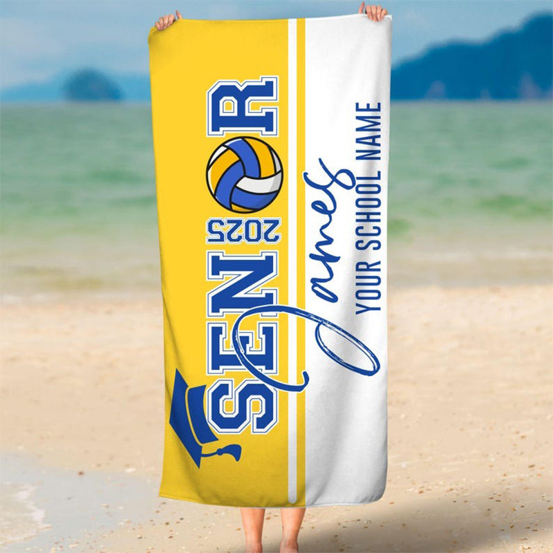 Personalized Senior Night Sport Beach Towel with Name and School Graduation Gift